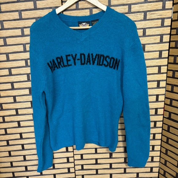 Harley-Davidson Sweaters - Harley‎ Davidson Teal Wool Blend Sweater Size Small